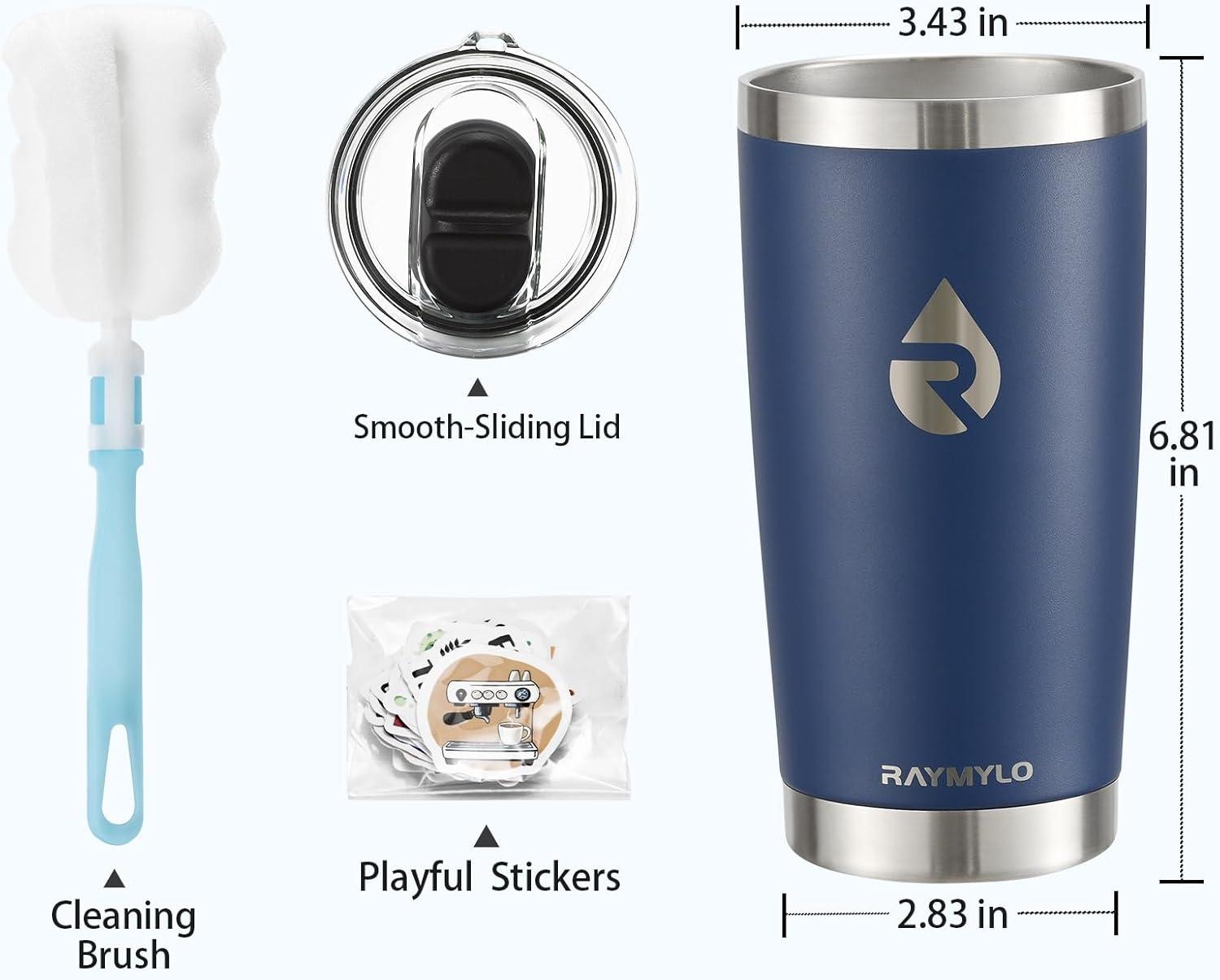 image20 oz Coffee Tumbler Insulated Stainless Steel Travel Mug for HotCold Spill Proof with BPAFree Detachable Lid Coffee Cup Fits Most Car holder Includes Chic Stickers IndigoBlackNavy Blue