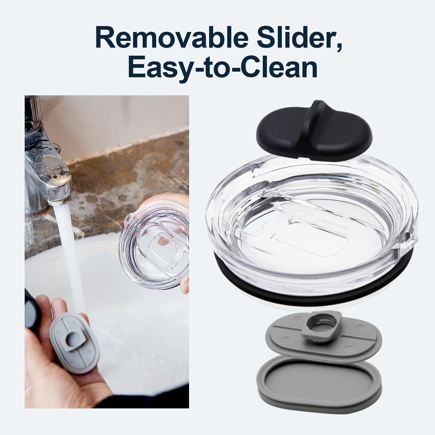 image20 oz Tumbler Lid 2 Pack Replacement Slider Lids Compatible for YETI 20 oz Tumbler 1024 oz Mug 16 oz Pints 10 oz Lowball Travel Spill Proof Cup Lids BPA Free Removable for Thorough Cleaning