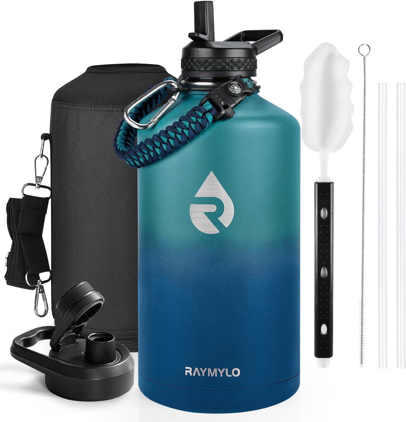 Insulated Water Bottle 64 oz, Triple Wall Vacuum Stainless Steel (Cold ...