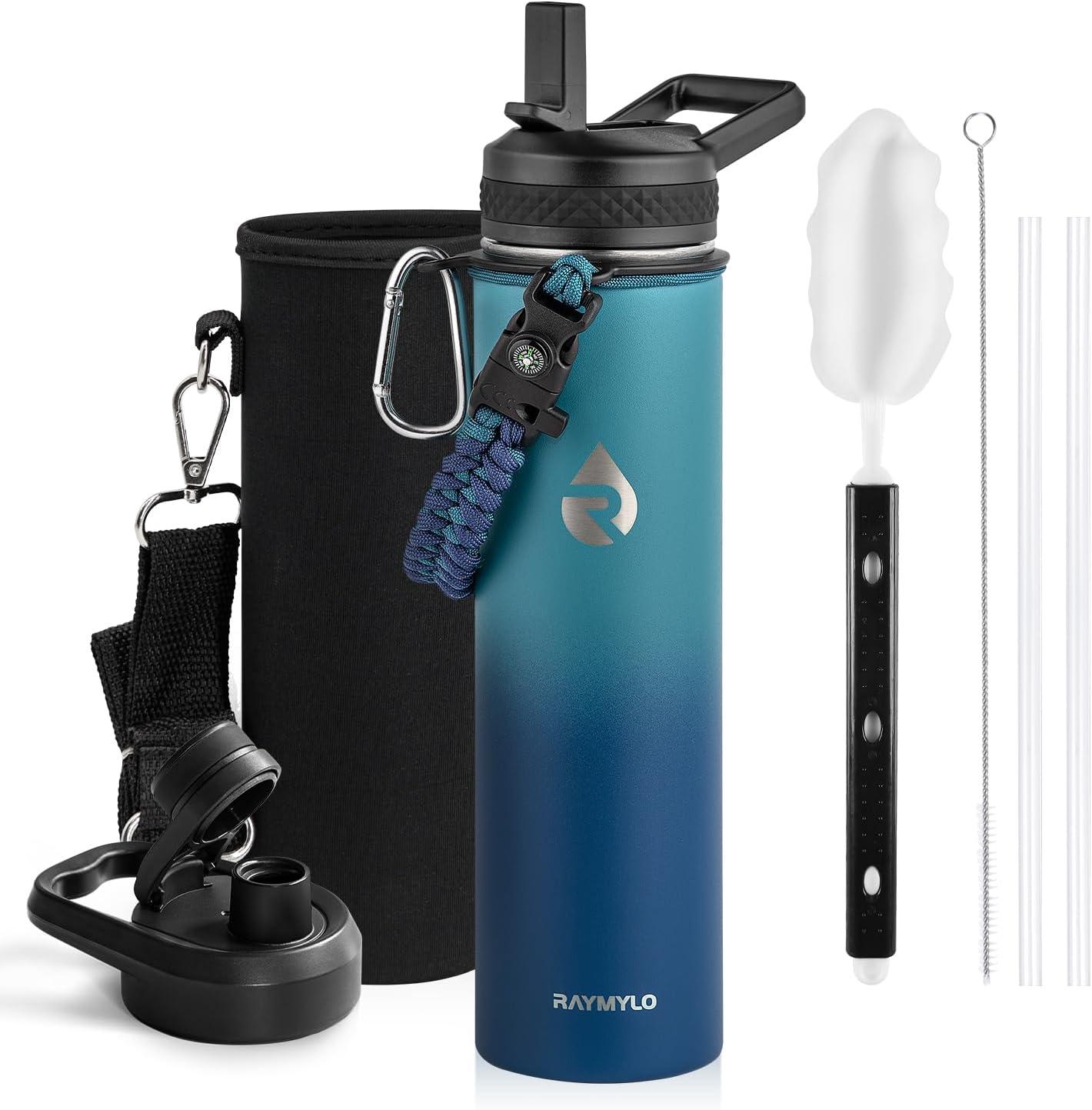 Insulated Water Bottle 64 oz, Triple Wall Vacuum Stainless Steel (Cold ...
