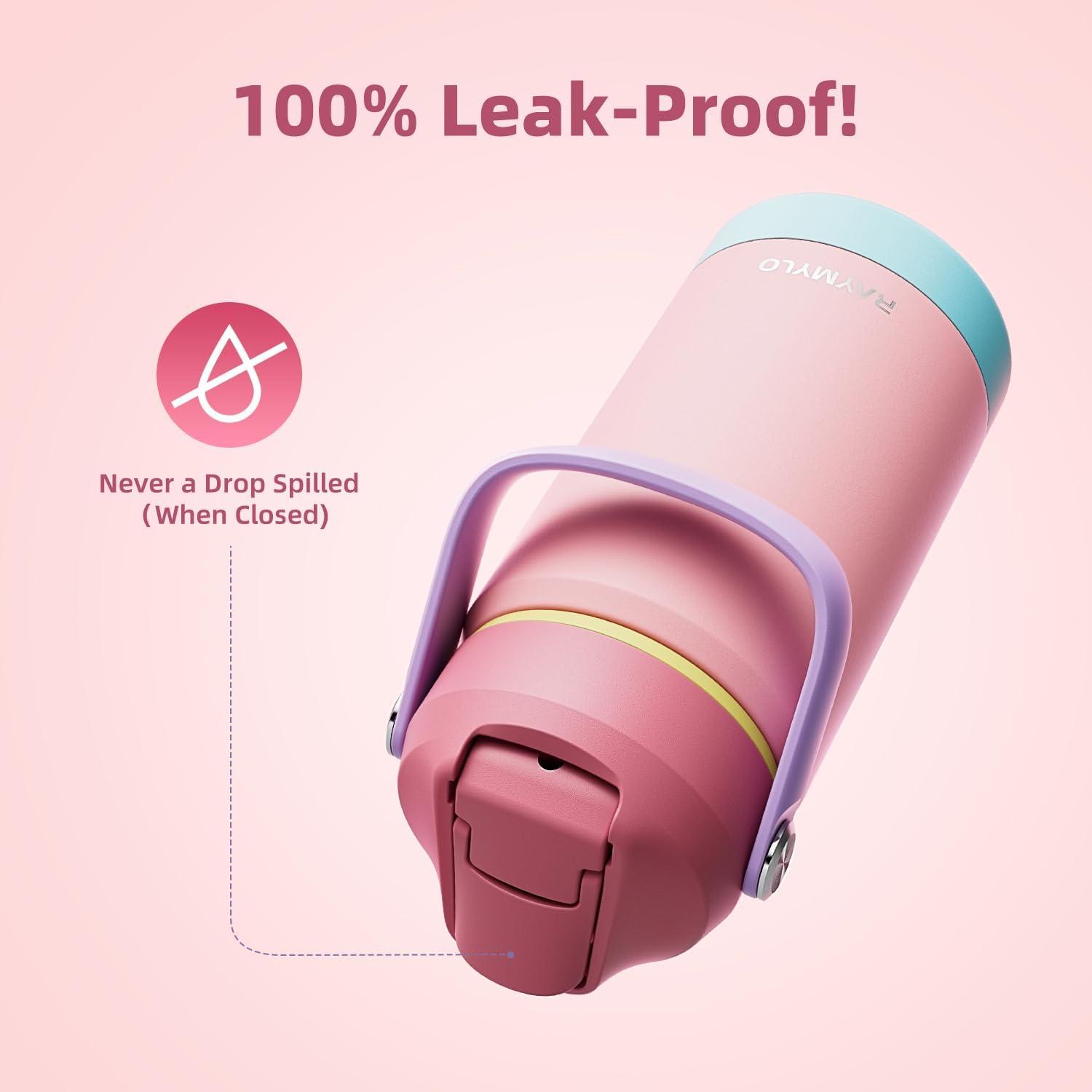 imageKids Water Bottle Toddler Stainless Steel Insulated Hydro Small Flask with Straw ampamp Silicone Boot BoysGirls Small Water Bottle for School 100 Leakproof ampamp BPA Free ampamp Keep Cold for 24 HoursLight Pink Combination