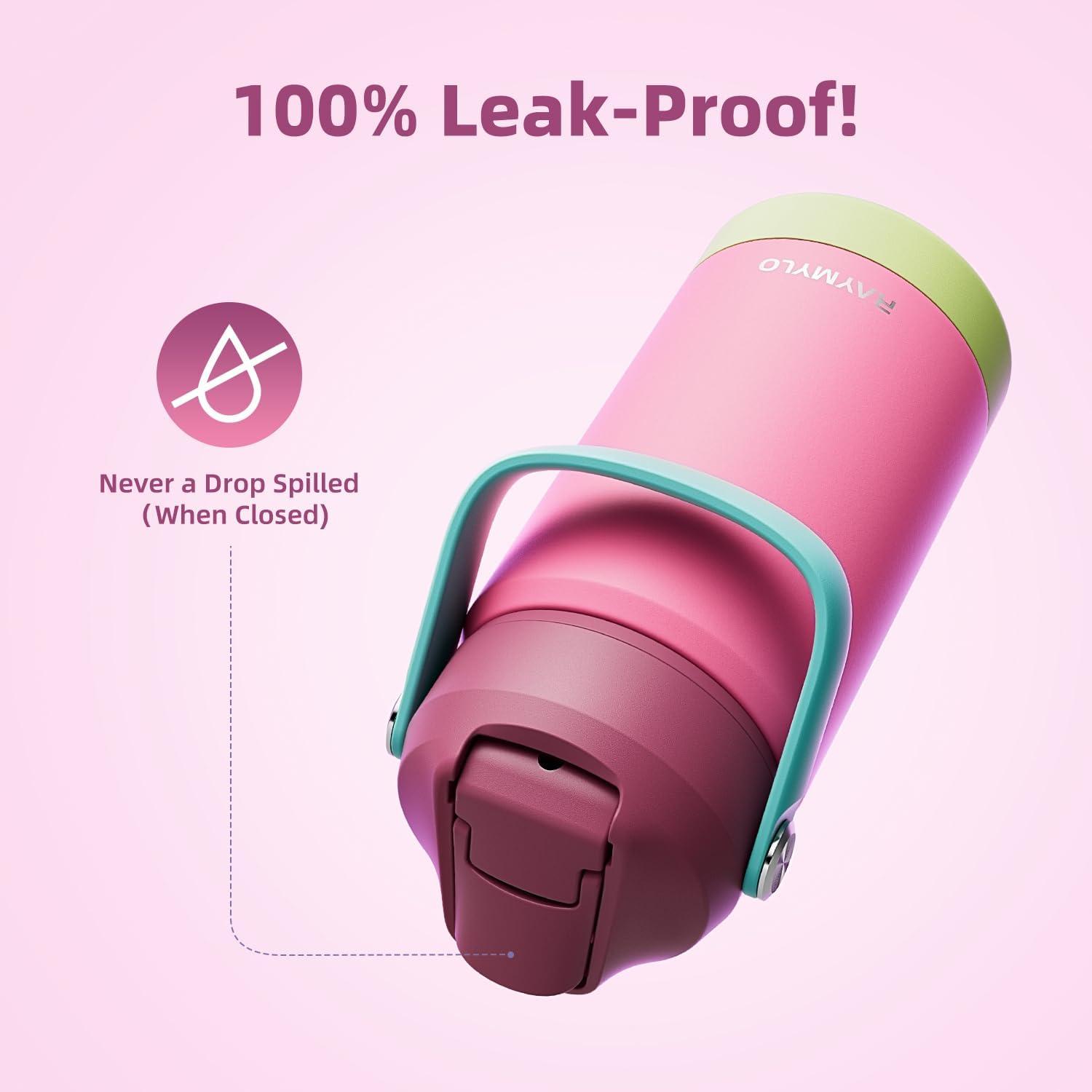 imageKids Water Bottle Toddler Stainless Steel Insulated Hydro Small Flask with Straw ampamp Silicone Boot BoysGirls Small Water Bottle for School 100 Leakproof ampamp BPA Free ampamp Keep Cold for 24 HoursRose Red Combination