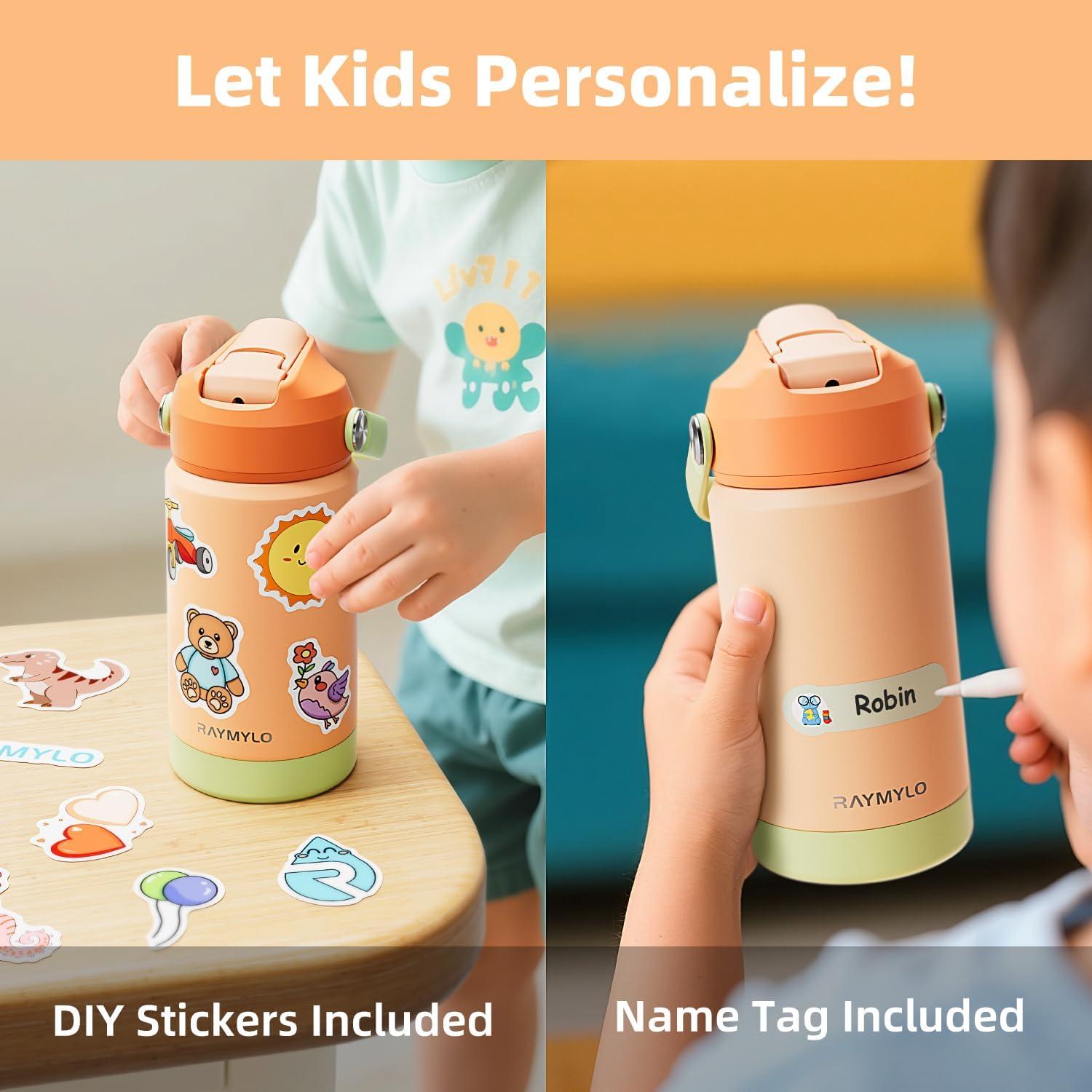 imageKids Water Bottle Toddler Stainless Steel Insulated Hydro Small Flask with Straw ampamp Silicone Boot BoysGirls Small Water Bottle for School 100 Leakproof ampamp BPA Free ampamp Keep Cold for 24 HoursLight Orange Combination