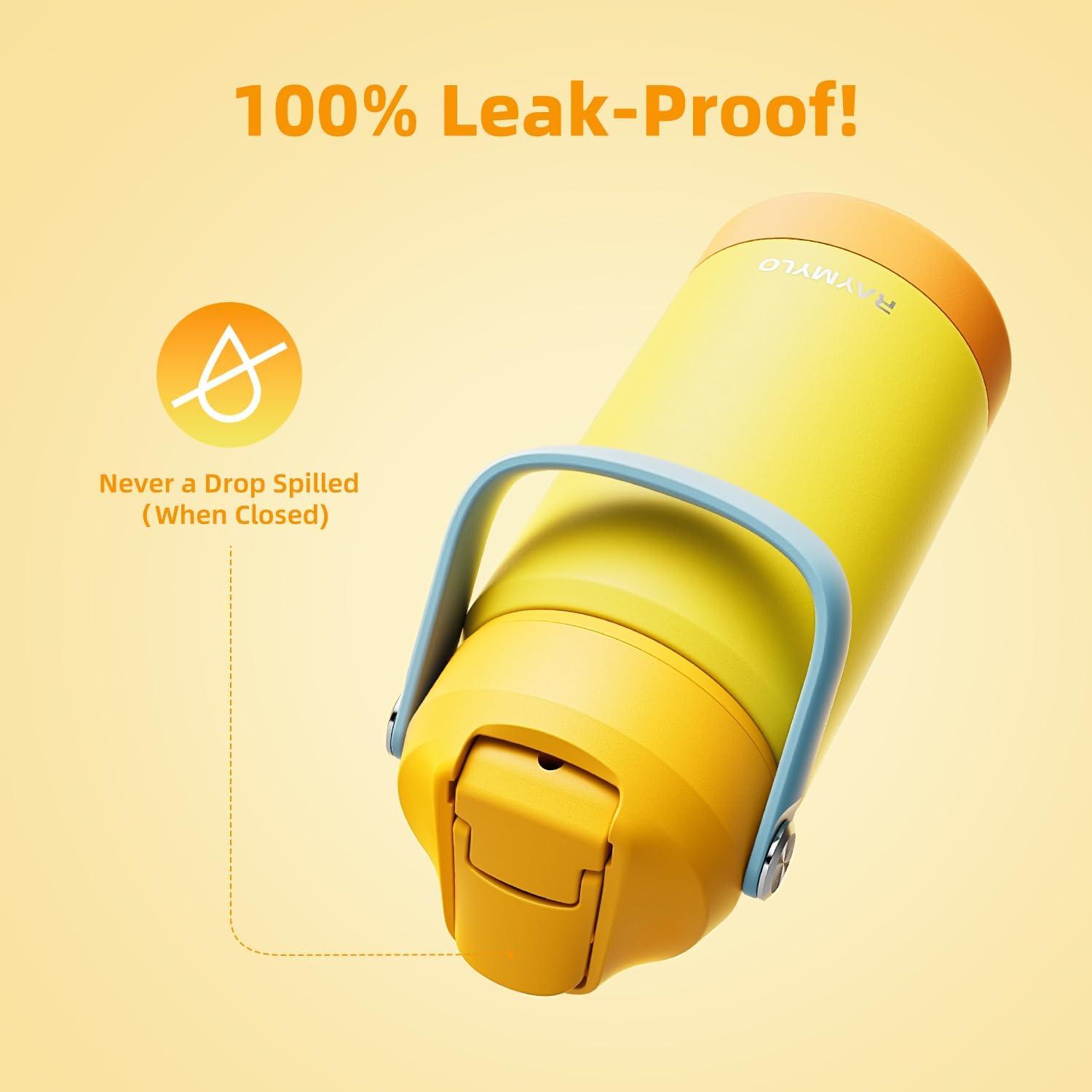 imageKids Water Bottle Toddler Stainless Steel Insulated Hydro Small Flask with Straw ampamp Silicone Boot BoysGirls Small Water Bottle for School 100 Leakproof ampamp BPA Free ampamp Keep Cold for 24 HoursGolden Yellow Combination