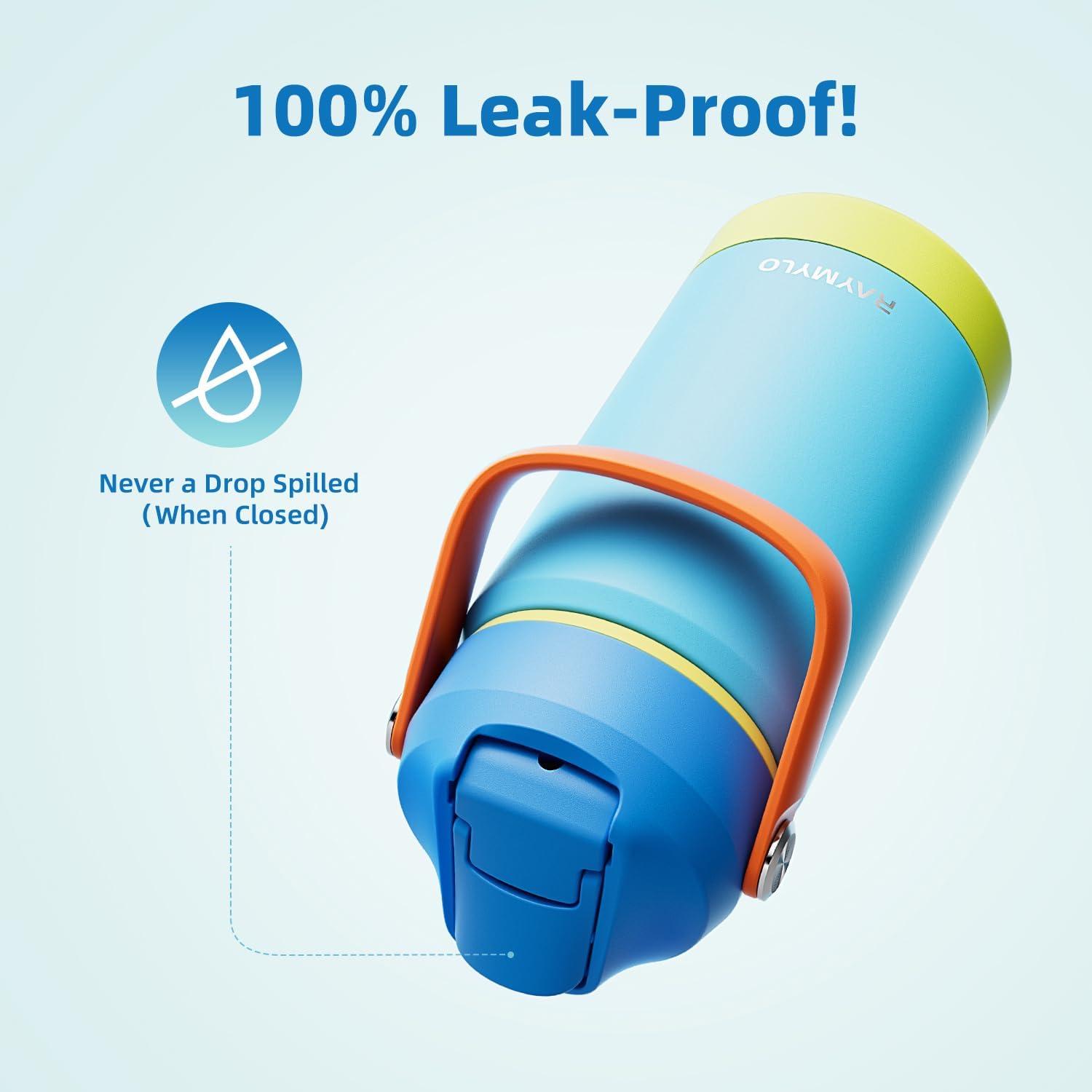 imageKids Water Bottle Toddler Stainless Steel Insulated Hydro Small Flask with Straw ampamp Silicone Boot BoysGirls Small Water Bottle for School 100 Leakproof ampamp BPA Free ampamp Keep Cold for 24 HoursSky Blue Combination