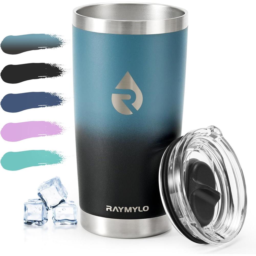 image20 oz Coffee Tumbler Insulated Stainless Steel Travel Mug for HotCold Spill Proof with BPAFree Detachable Lid Coffee Cup Fits Most Car holder Includes Chic Stickers IndigoBlackIndigoBlack