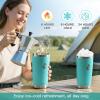 20 oz Coffee Tumbler – Insulated Stainless Steel Travel Mug for Hot/Cold, Spill Proof with BPA-Free Detachable Lid, Coffee Cup Fits Most Car holder, Includes Chic Stickers, Indigo/Black(Seafoam)