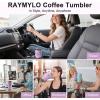 20 oz Coffee Tumbler – Insulated Stainless Steel Travel Mug for Hot/Cold, Spill Proof with BPA-Free Detachable Lid, Coffee Cup Fits Most Car holder, Includes Chic Stickers, Indigo/Black(Light Purple)