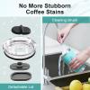 20 oz Coffee Tumbler – Insulated Stainless Steel Travel Mug for Hot/Cold, Spill Proof with BPA-Free Detachable Lid, Coffee Cup Fits Most Car holder, Includes Chic Stickers, Indigo/Black(Seafoam)