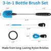 Bottle Brush Cleaner with Straw Brush, 3-in-1 Long Handle Water Bottle Cleaner Brush Set, Cleaning for Narrow Neck Bottles, Sport Bottles, Baby Bottles, Tumblers Mugs, Straw Lids and Straws