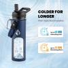 Insulated Water Bottle 64 oz, Triple Wall Vacuum Stainless Steel (Cold for 48 Hrs), Leak Proof & Non-BPA, Half Gallon Water Flask Jug with Paracord Handle & Straw Spout Lids(Navy Blue)