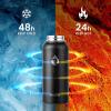 Insulated Water Bottle 64 oz, Triple Wall Vacuum Stainless Steel (Cold for 48 Hrs), Leak Proof & Non-BPA, Half Gallon Water Flask Jug with Paracord Handle & Straw Spout Lids(Starry Sky-Black)