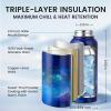 Insulated Water Bottle 64 oz, Triple Wall Vacuum Stainless Steel (Cold for 48 Hrs), Leak Proof & Non-BPA, Half Gallon Water Flask Jug with Paracord Handle & Straw Spout Lids(Aurora-Purple)