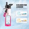 Insulated Water Bottle 64 oz, Triple Wall Vacuum Stainless Steel (Cold for 48 Hrs), Leak Proof & Non-BPA, Half Gallon Water Flask Jug with Paracord Handle & Straw Spout Lids(Ombre Pink)