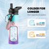 Insulated Water Bottle 64 oz, Triple Wall Vacuum Stainless Steel (Cold for 48 Hrs), Leak Proof & Non-BPA, Half Gallon Water Flask Jug with Paracord Handle & Straw Spout Lids(Hydrangea)