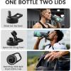 Insulated Water Bottle 64 oz, Triple Wall Vacuum Stainless Steel (Cold for 48 Hrs), Leak Proof & Non-BPA, Half Gallon Water Flask Jug with Paracord Handle & Straw Spout Lids(Aurora-Green)