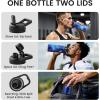 Insulated Water Bottle 64 oz, Triple Wall Vacuum Stainless Steel (Cold for 48 Hrs), Leak Proof & Non-BPA, Half Gallon Water Flask Jug with Paracord Handle & Straw Spout Lids(Aurora-Purple)