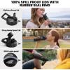 Insulated Water Bottle 64 oz, Triple Wall Vacuum Stainless Steel (Cold for 48 Hrs), Leak Proof & Non-BPA, Half Gallon Water Flask Jug with Paracord Handle & Straw Spout Lids(Magic Black)