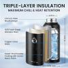 Insulated Water Bottle 64 oz, Triple Wall Vacuum Stainless Steel (Cold for 48 Hrs), Leak Proof & Non-BPA, Half Gallon Water Flask Jug with Paracord Handle & Straw Spout Lids(Starry Sky-Black)