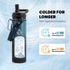 Insulated Water Bottle 64 oz, Triple Wall Vacuum Stainless Steel (Cold for 48 Hrs), Leak Proof & Non-BPA, Half Gallon Water Flask Jug with Paracord Handle & Straw Spout Lids(Indigo/Black)