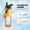 Insulated Water Bottle 64 oz, Triple Wall Vacuum Stainless Steel (Cold for 48 Hrs), Leak Proof & Non-BPA, Half Gallon Water Flask Jug with Paracord Handle & Straw Spout Lids(Ombre Orange)