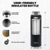 Insulated Water Bottle 64 oz, Triple Wall Vacuum Stainless Steel (Cold for 48 Hrs), Leak Proof & Non-BPA, Half Gallon Water Flask Jug with Paracord Handle & Straw Spout Lids(Magic Black)