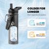Insulated Water Bottle 64 oz, Triple Wall Vacuum Stainless Steel (Cold for 48 Hrs), Leak Proof & Non-BPA, Half Gallon Water Flask Jug with Paracord Handle & Straw Spout Lids(Dark Gray)
