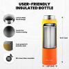 Insulated Water Bottle 64 oz, Triple Wall Vacuum Stainless Steel (Cold for 48 Hrs), Leak Proof & Non-BPA, Half Gallon Water Flask Jug with Paracord Handle & Straw Spout Lids(Ombre Orange)