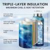 Insulated Water Bottle 64 oz, Triple Wall Vacuum Stainless Steel (Cold for 48 Hrs), Leak Proof & Non-BPA, Half Gallon Water Flask Jug with Paracord Handle & Straw Spout Lids(Aurora-Blue)