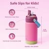Kids Water Bottle, Toddler Stainless Steel Insulated Hydro Small Flask with Straw & Silicone Boot, Boys/Girls Small Water Bottle for School, 100% Leakproof & BPA Free & Keep Cold for 24 Hours(Rose Red Combination)
