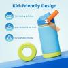 Kids Water Bottle, Toddler Stainless Steel Insulated Hydro Small Flask with Straw & Silicone Boot, Boys/Girls Small Water Bottle for School, 100% Leakproof & BPA Free & Keep Cold for 24 Hours(Sky Blue Combination)