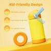 Kids Water Bottle, Toddler Stainless Steel Insulated Hydro Small Flask with Straw & Silicone Boot, Boys/Girls Small Water Bottle for School, 100% Leakproof & BPA Free & Keep Cold for 24 Hours(Golden Yellow Combination)