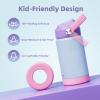 Kids Water Bottle, Toddler Stainless Steel Insulated Hydro Small Flask with Straw & Silicone Boot, Boys/Girls Small Water Bottle for School, 100% Leakproof & BPA Free & Keep Cold for 24 Hours(Light Blue Combination)