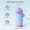 Kids Water Bottle, Toddler Stainless Steel Insulated Hydro Small Flask with Straw & Silicone Boot, Boys/Girls Small Water Bottle for School, 100% Leakproof & BPA Free & Keep Cold for 24 Hours(Light Blue Combination)