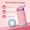 Kids Water Bottle, Toddler Stainless Steel Insulated Hydro Small Flask with Straw & Silicone Boot, Boys/Girls Small Water Bottle for School, 100% Leakproof & BPA Free & Keep Cold for 24 Hours(Light Pink Combination)