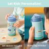 Kids Water Bottle, Toddler Stainless Steel Insulated Hydro Small Flask with Straw & Silicone Boot, Boys/Girls Small Water Bottle for School, 100% Leakproof & BPA Free & Keep Cold for 24 Hours(Cyan Combination)