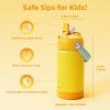 Kids Water Bottle, Toddler Stainless Steel Insulated Hydro Small Flask with Straw & Silicone Boot, Boys/Girls Small Water Bottle for School, 100% Leakproof & BPA Free & Keep Cold for 24 Hours(Golden Yellow Combination)