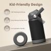 Kids Water Bottle, Toddler Stainless Steel Insulated Hydro Small Flask with Straw & Silicone Boot, Boys/Girls Small Water Bottle for School, 100% Leakproof & BPA Free & Keep Cold for 24 Hours(Magic Black Combination)
