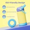 Kids Water Bottle, Toddler Stainless Steel Insulated Hydro Small Flask with Straw & Silicone Boot, Boys/Girls Small Water Bottle for School, 100% Leakproof & BPA Free & Keep Cold for 24 Hours(Light Yellow Combination)