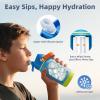 Kids Water Bottle, Toddler Stainless Steel Insulated Hydro Small Flask with Straw & Silicone Boot, Boys/Girls Small Water Bottle for School, 100% Leakproof & BPA Free & Keep Cold for 24 Hours(Sky Blue Combination)