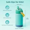 Kids Water Bottle, Toddler Stainless Steel Insulated Hydro Small Flask with Straw & Silicone Boot, Boys/Girls Small Water Bottle for School, 100% Leakproof & BPA Free & Keep Cold for 24 Hours(Green Combination)