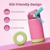 Kids Water Bottle, Toddler Stainless Steel Insulated Hydro Small Flask with Straw & Silicone Boot, Boys/Girls Small Water Bottle for School, 100% Leakproof & BPA Free & Keep Cold for 24 Hours(Rose Red Combination)