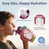Kids Water Bottle, Toddler Stainless Steel Insulated Hydro Small Flask with Straw & Silicone Boot, Boys/Girls Small Water Bottle for School, 100% Leakproof & BPA Free & Keep Cold for 24 Hours(Rose Red Combination)