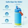 Kids Water Bottle, Toddler Stainless Steel Insulated Hydro Small Flask with Straw & Silicone Boot, Boys/Girls Small Water Bottle for School, 100% Leakproof & BPA Free & Keep Cold for 24 Hours(Sky Blue Combination)