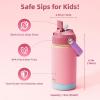 Kids Water Bottle, Toddler Stainless Steel Insulated Hydro Small Flask with Straw & Silicone Boot, Boys/Girls Small Water Bottle for School, 100% Leakproof & BPA Free & Keep Cold for 24 Hours(Light Pink Combination)