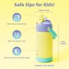 Kids Water Bottle, Toddler Stainless Steel Insulated Hydro Small Flask with Straw & Silicone Boot, Boys/Girls Small Water Bottle for School, 100% Leakproof & BPA Free & Keep Cold for 24 Hours(Light Yellow Combination)