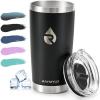 20 oz Coffee Tumbler – Insulated Stainless Steel Travel Mug for Hot/Cold, Spill Proof with BPA-Free Detachable Lid, Coffee Cup Fits Most Car holder, Includes Chic Stickers, Indigo/Black(Magic Black)