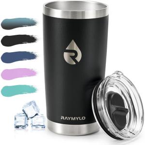 20 oz Coffee Tumbler – Insulated Stainless Steel Travel Mug for Hot/Cold, Spill Proof with BPA-Free Detachable Lid, Coffee Cup Fits Most Car holder, Includes Chic Stickers, Indigo/Black(Magic Black)