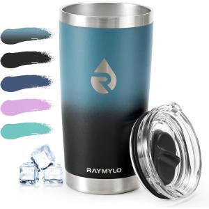 20 oz Coffee Tumbler – Insulated Stainless Steel Travel Mug for Hot/Cold, Spill Proof with BPA-Free Detachable Lid, Coffee Cup Fits Most Car holder, Includes Chic Stickers, Indigo/Black(Indigo/Black)