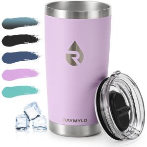 20 oz Coffee Tumbler – Insulated Stainless Steel Travel Mug for Hot/Cold, Spill Proof with BPA-Free Detachable Lid, Coffee Cup Fits Most Car holder, Includes Chic Stickers, Indigo/Black(Light Purple)
